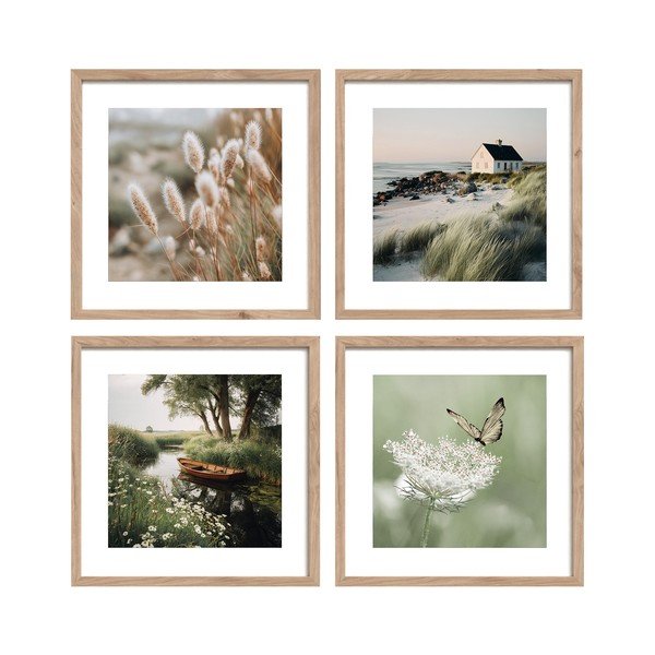 Tablouri cu ramă 4 buc. imprimate 30x30 cm Subtle Nature – Styler
