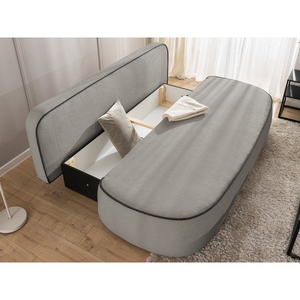 Canapea neagră/gri extensibilă/cu spațiu de depozitare cu tapițerie din catifea 210 cm Saga – Ropez-image-4