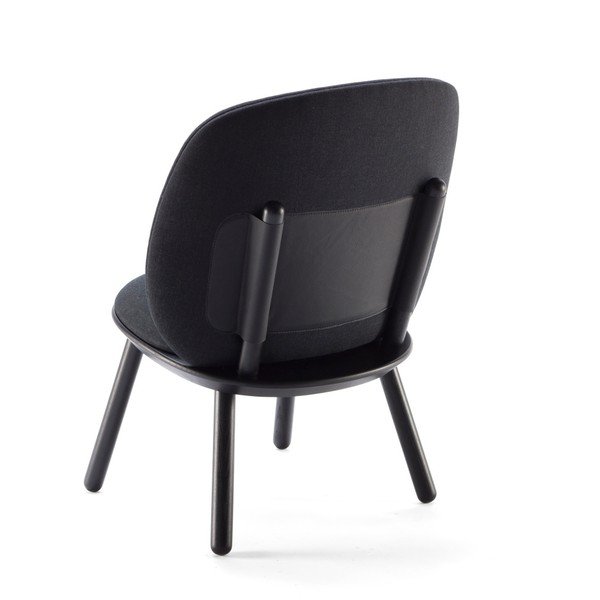 Fotoliu din lemn de frasin cu detalii din piele EMKO Naive, negru-image-3