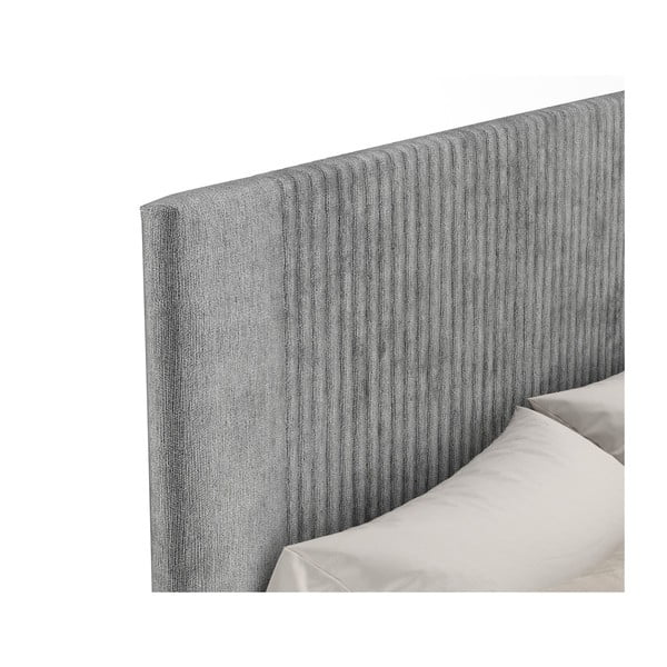 Pat matrimonial gri tapițat cu spațiu de depozitare cu somieră 180x200 cm Etero – Maison de Rêve-image-3