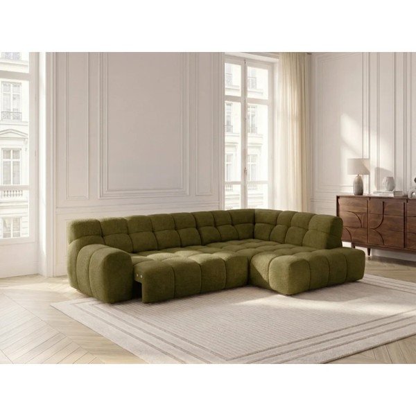 Colțar verde extensibil/cu reglaj electric al șezutului (cu colț pe partea stângă/în formă de ”L”) Andre – Bobochic Paris-image-3