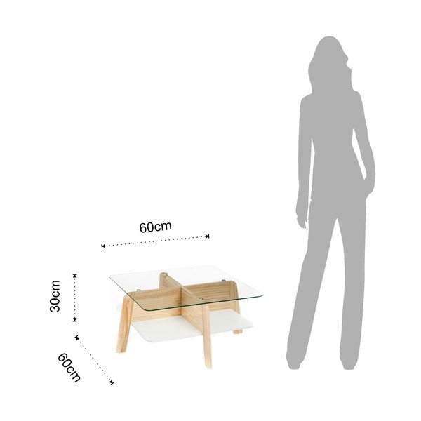 Măsuță de cafea în culoare naturală cu blat din sticlă 60x60 cm Varm – Tomasucci-image-3