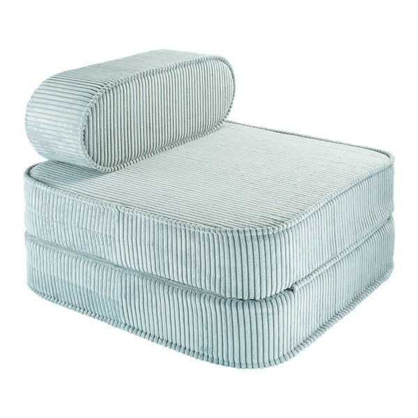 Fotoliu de copii verde mentă cu tapițerie din catifea reiată Flip – Wigiwama