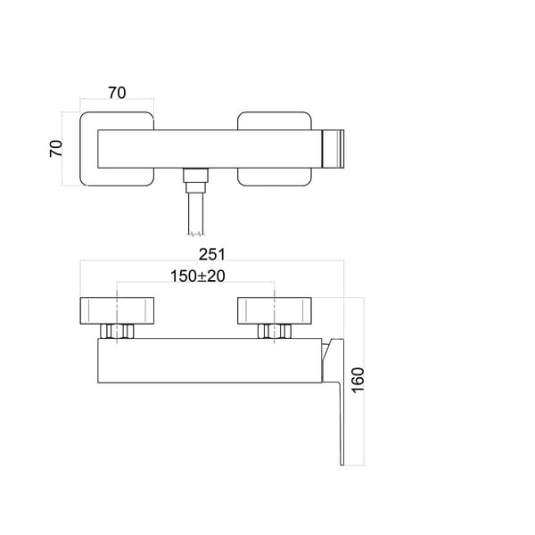 Baterie negru-mat pentru duș cu montare pe perete (1 ieșire) Latus – Sapho-image-1