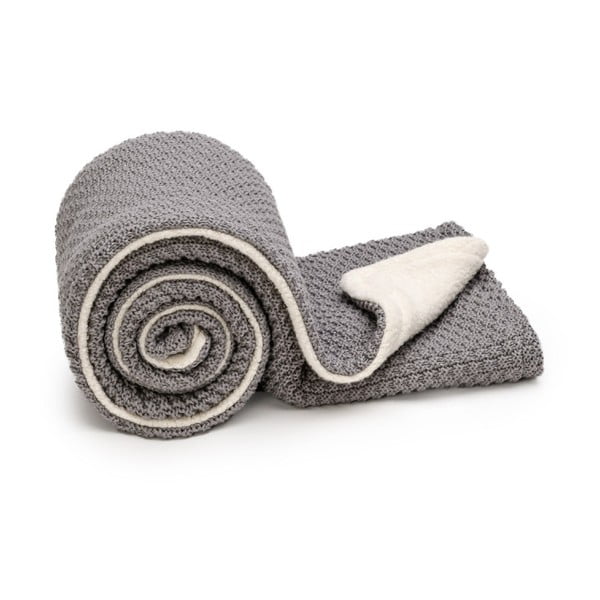 Pătură pentru copii gri tricotată 80x100 cm – T-TOMI