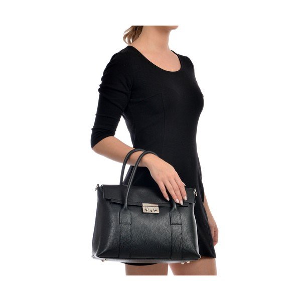 Geantă de mână din piele Roberta M Paola, negru-image-2