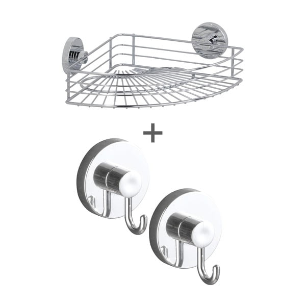 Set de accesorii de baie argintiu lucios autoadeziv Bari – Wenko