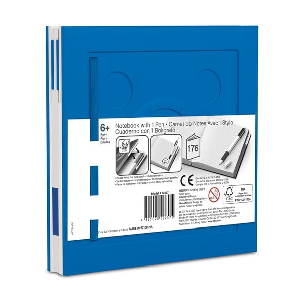 Caiet cu pix cu gel LEGO®, 15,9 x 15,9 cm, albastru-image-2