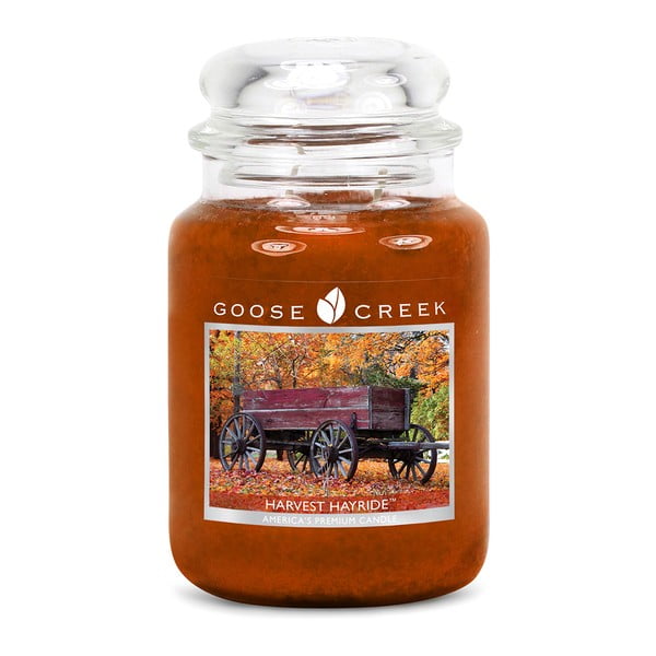 Lumânare aromată în recipient de sticlă Goose Creek Recoltarea fânului, 0,68 kg