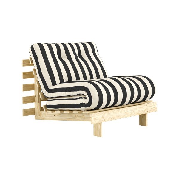 Fotoliu alb-negru extensibil de tip futon/din lemn Roots – Karup