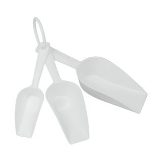 Set 3 măsurători din plastic în formă de lopată Metaltex Scoops, alb