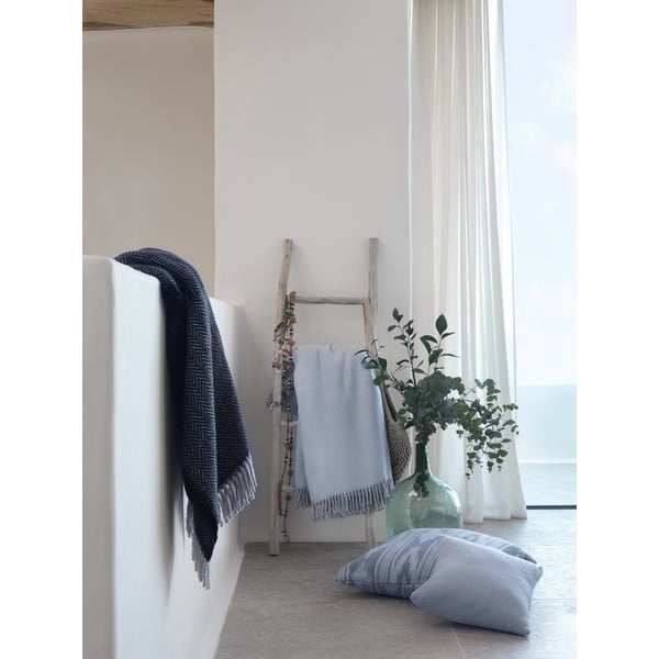 Pled din amestec de bumbac Euromant Skyline II, 140 x 180 cm, albastru azuriu-image-3