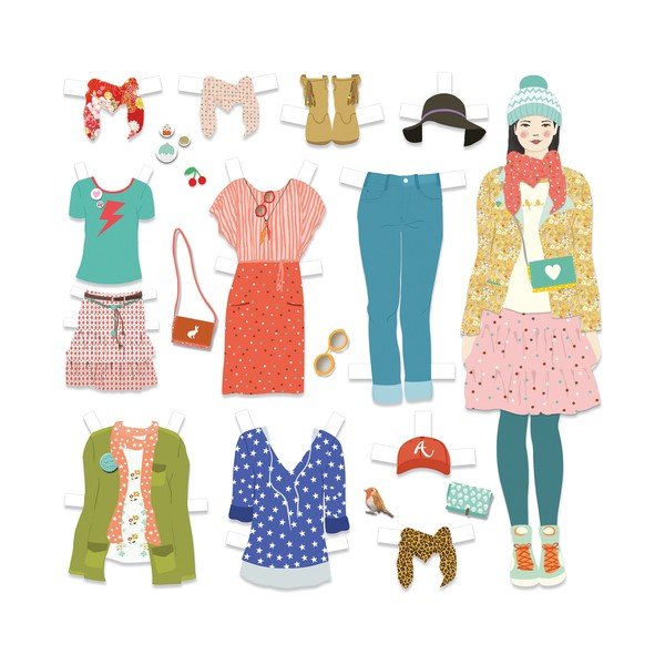 Set creativ cu figurine din hârtie și accesorii Djeco „Dressing”-image-1