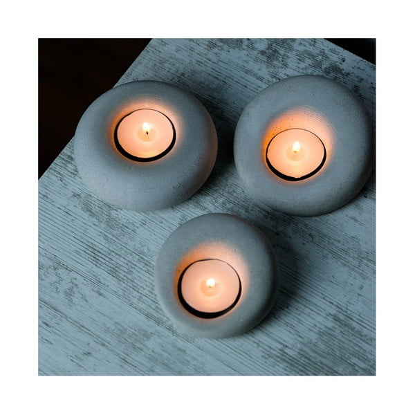 Sfeșnice din beton 3 buc.  Donut – Mioli Decor-image-3