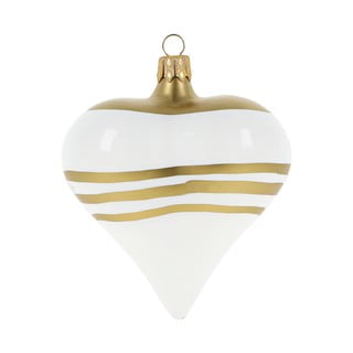 Set 3 globulețe albe-aurii din sticlă în formă de inimă pentru Crăciun Ego Dekor