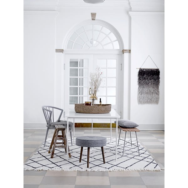Covor din lână Bloomingville Geo, 200 x 300 cm, alb-negru-image-3