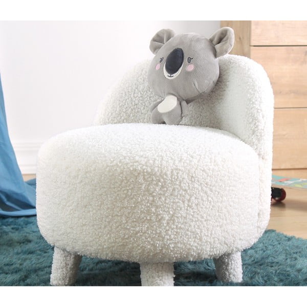 Fotoliu pentru copii alb cu tapițerie din stofă bouclé Moouv – Artie-image-4