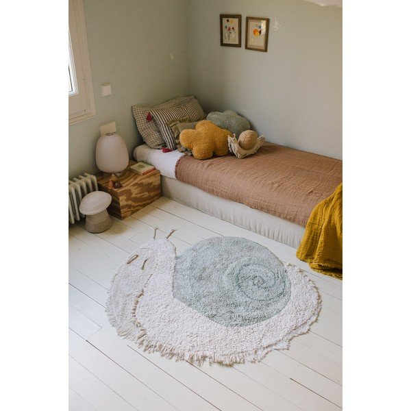 Covor pentru copii verde mentă/gri deschis lavabil/țesut manual din bumbac 100x120 cm Snail – Lorena Canals-image-1