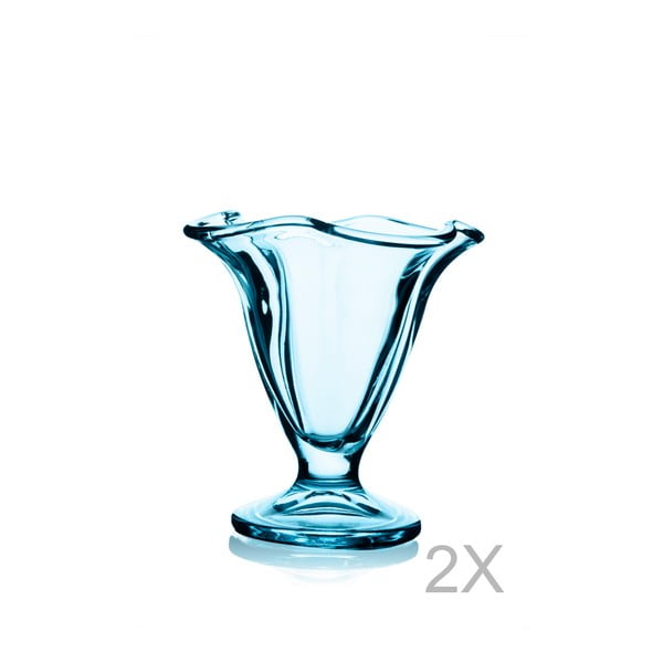 Set 2 cupe din sticlă pentru înghețată Pasabahce, ⌀ 8 cm, albastru