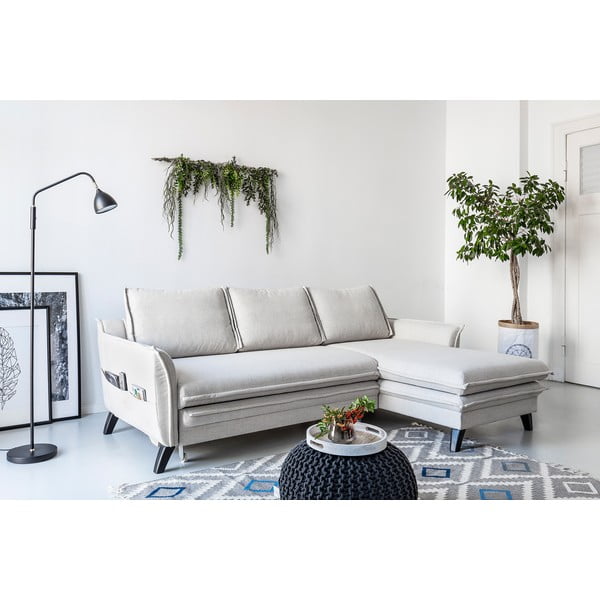 Colțar extensibil cu șezlong pe partea dreaptă Miuform Charming Charlie, bej deschis-image-3