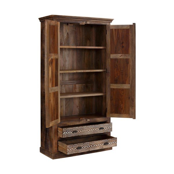 Șifonier maro din lemn de mango 190x45 cm Maneesh – Støraa-image-2