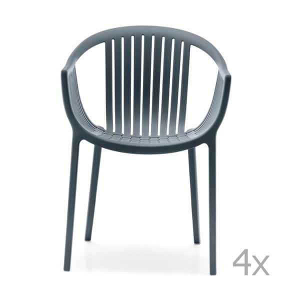 Set 4 scaune de grădină Pedrali Tatami, gri antracit