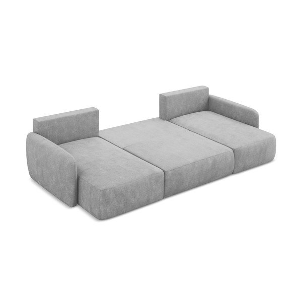 Colțar gri deschis extensibil/cu spațiu de depozitare cu tapițerie din chenille (în formă de "U") Lilo – Makamii-image-4