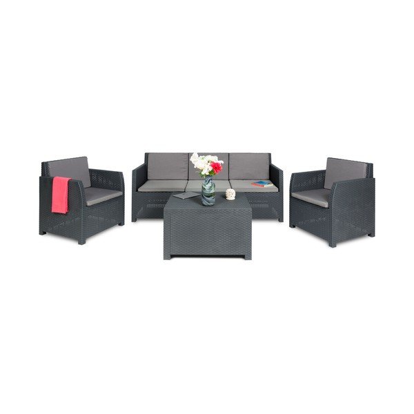 Set mobilier de grădină gri închis din plastic pentru 5 persoane Diana – Toomax