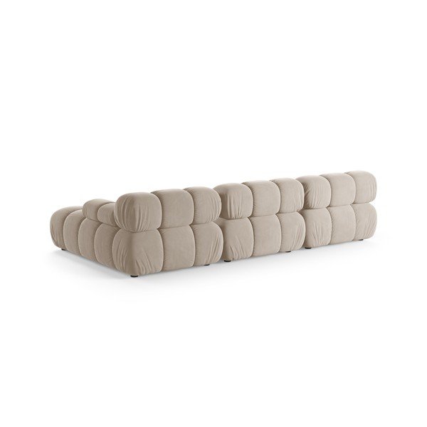 Colțar modular crem cu tapițerie din catifea (cu colț pe partea dreaptă/cu șezlong) – Micadoni -image-3