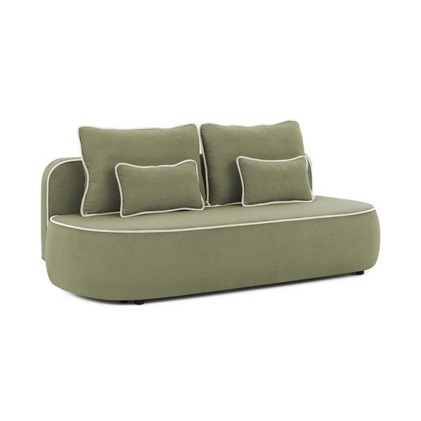 Canapea kaki/bej extensibilă/cu spațiu de depozitare cu tapițerie din catifea 210 cm Saga – Ropez