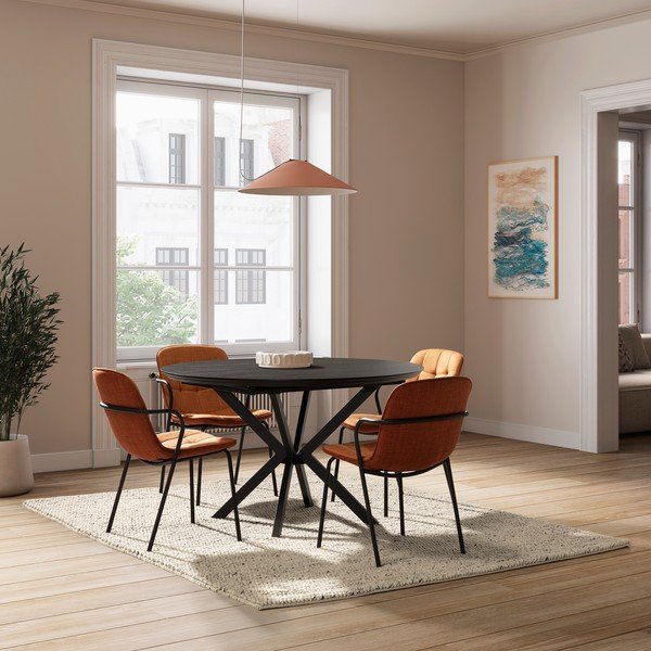 Scaun de dining teracotă cu cotiere tapițat Angie – Marckeric-image-1