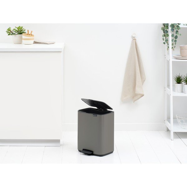 Coș de gunoi gri cu pedală din oțel 12 l Bo – Brabantia-image-1