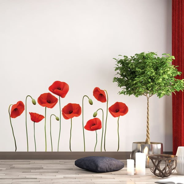 Set autocolante pentru perete Ambiance Vermeil Poppies, 60 x 70 cm-image-1