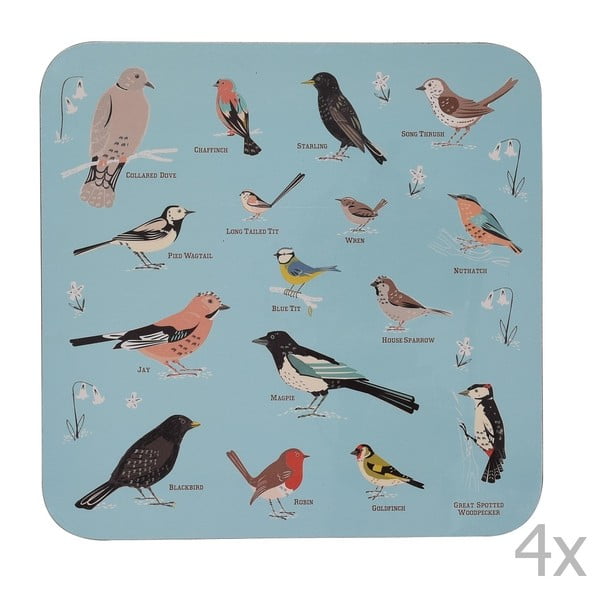 Set 4 suporturi pahar Rex London Garden Birds