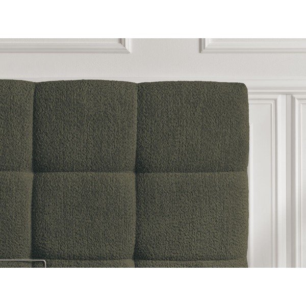 Pat matrimonial verde tapițat/din  placă aglomerată de lemn tapițat cu spațiu de depozitare cu somieră 160x200 cm Kumo – Bobochic Paris-image-3