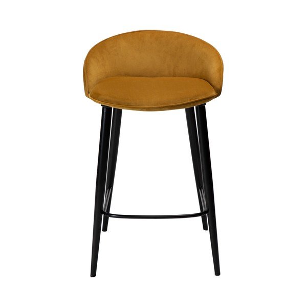 Scaun bar cu husă din catifea DAN-FORM Denmark Dual, galben, înălțime 91 cm-image-1