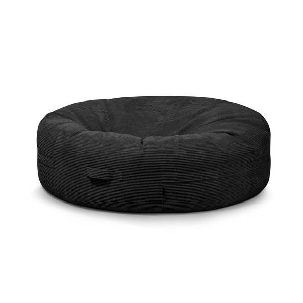 Fotoliu bean bag negru cu tapițerie din catifea reiată Roll 190 – SLOWDOWN