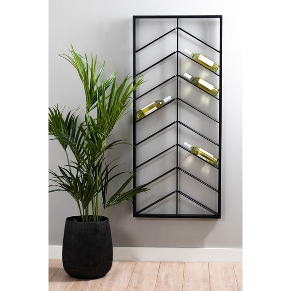 Raft pentru sticle de vin negru pentru perete din metal număr de sticle 16 70x160x6 cm Malbeo – Light & Living-image-1