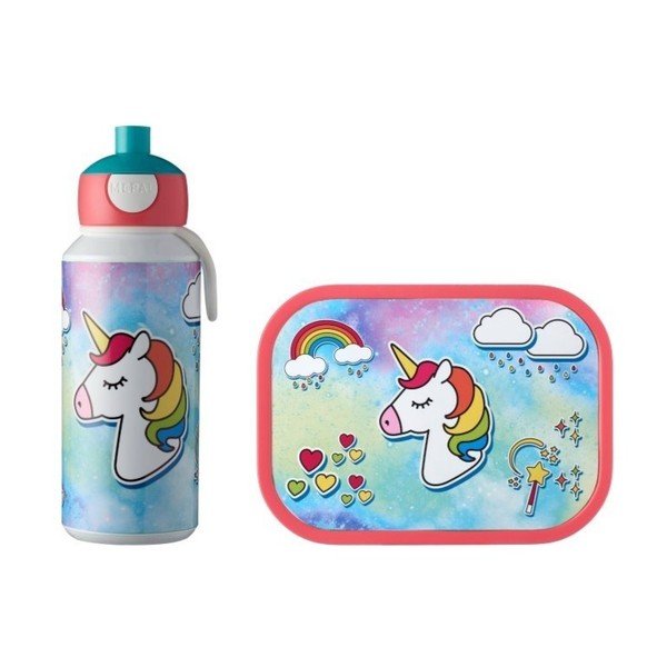 Set cutie pentru gustări și sticlă de apă pentru copii Mepal Unicorn