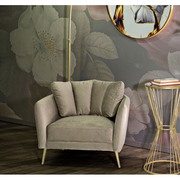 Fotoliu taupe cu tapițerie din catifea Kiev – Mauro Ferretti-image-1