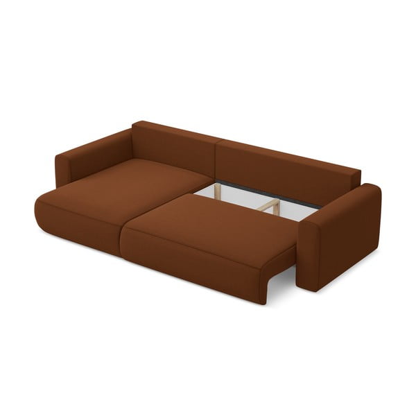 Colțar teracotă extensibil/cu spațiu de depozitare cu tapițerie din catifea (cu colț pe partea stângă/cu șezlong) Kapua – Makamii-image-4