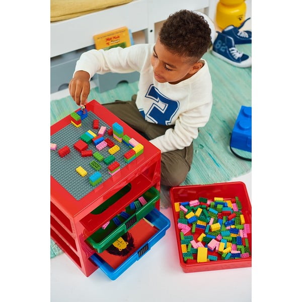 Organizator pentru depozitare cu 3 sertare LEGO®, roșu-image-1
