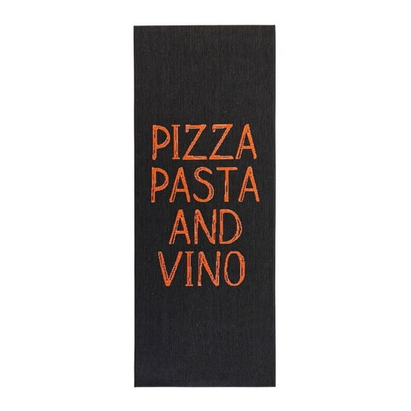 Covor de bucătărie Hanse Home Pizza Pasta and Vino, 80 x 200 cm, negru