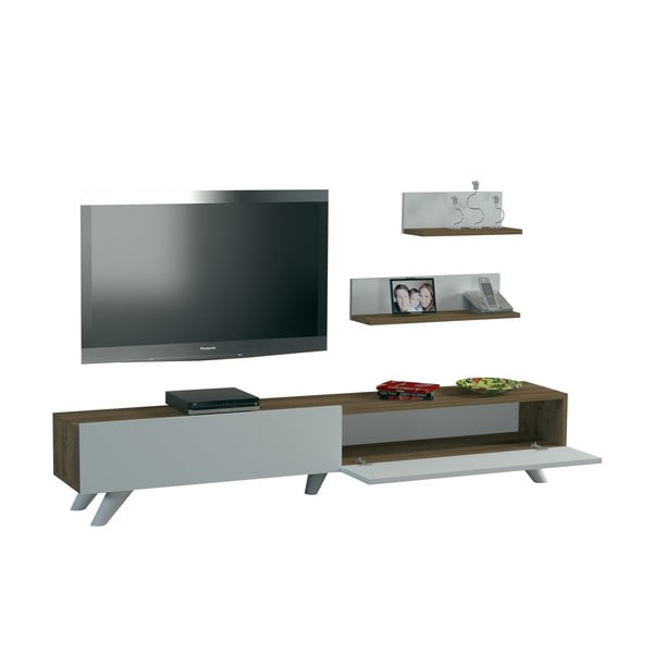 Set mobilier TV alb/natural  60x14,5 cm Amerika - Kalune Design-image-2