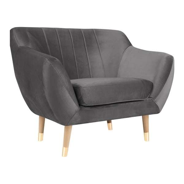 Fotoliu cu tapițerie din catifea Mazzini Sofas Benito, gri-image-2