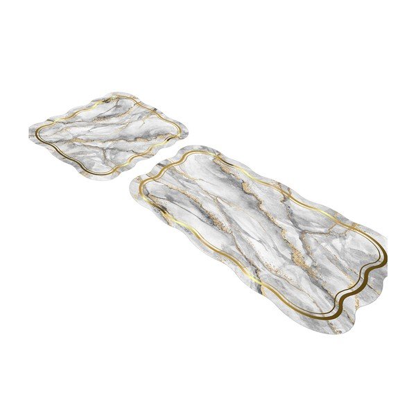 Covorașe de baie gri/aurii 2 buc. 60x100 cm – Foutastic-image-2