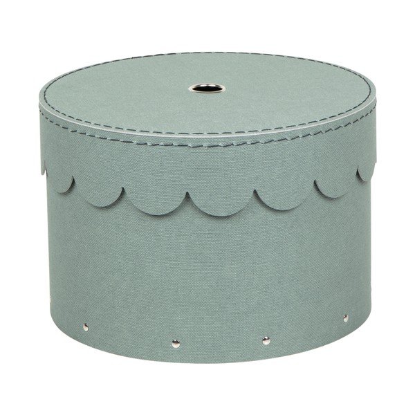 Cutii de depozitare albastru-verde 2 buc. din carton cu capac ø 26x17,5 cm Wilma Canvas Paper Laminate – Bigso-image-3