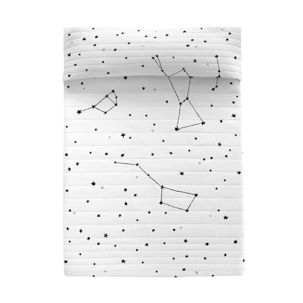 Cuvertură negru-albă matlasată din bumbac 240x260 cm Constellation – Blanc
