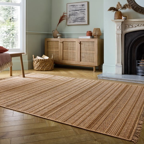 Covor pentru exterior și interior în culoare naturală 120x170 cm Farah Stripe – Flair Rugs-image-2