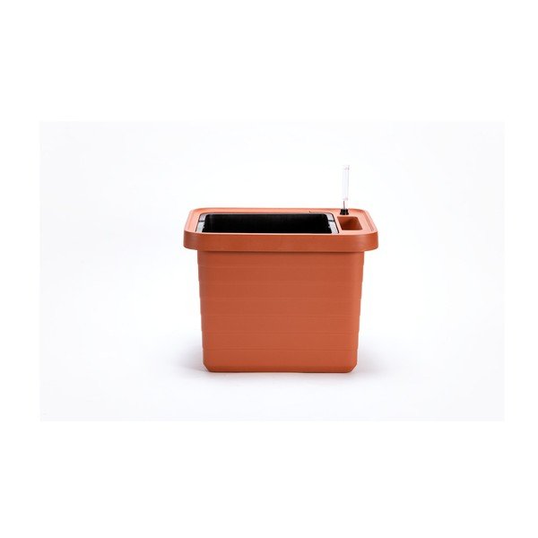 Ghiveci dreptunghiular cu sistem de auto-irigare Plastia Berberis UNO, 27 l, cărămiziu-image-2